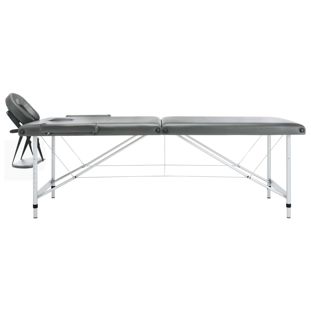 vidaXL Massagebänk med 2 zoner aluminiumram antracit 186x68 cm