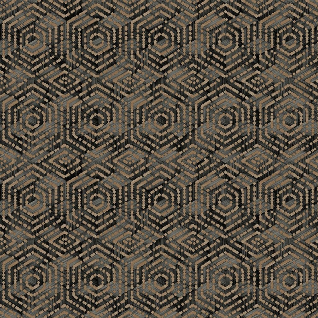 DUTCH WALLCOVERINGS Tapet geometrisk brun och svart