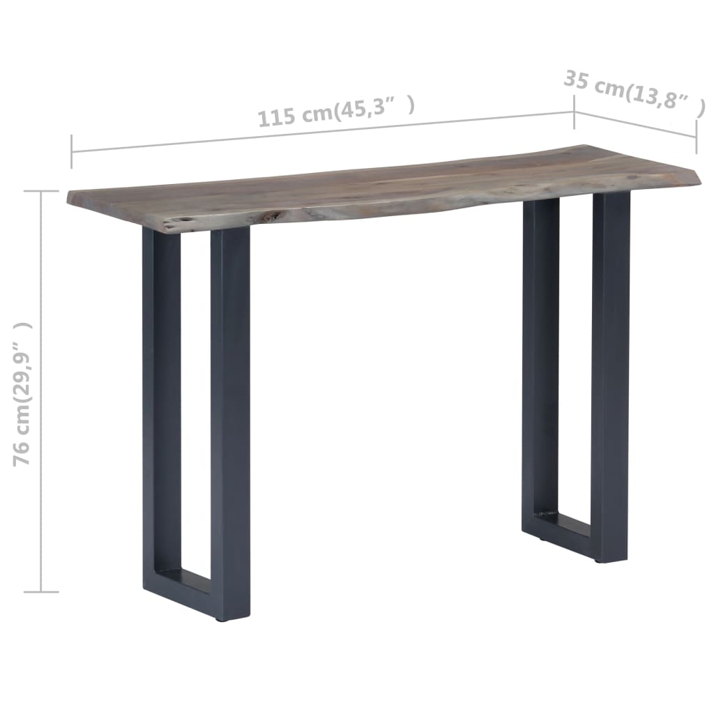 vidaXL Konsolbord grå 115x35x76 cm massivt akaciaträ och järn
