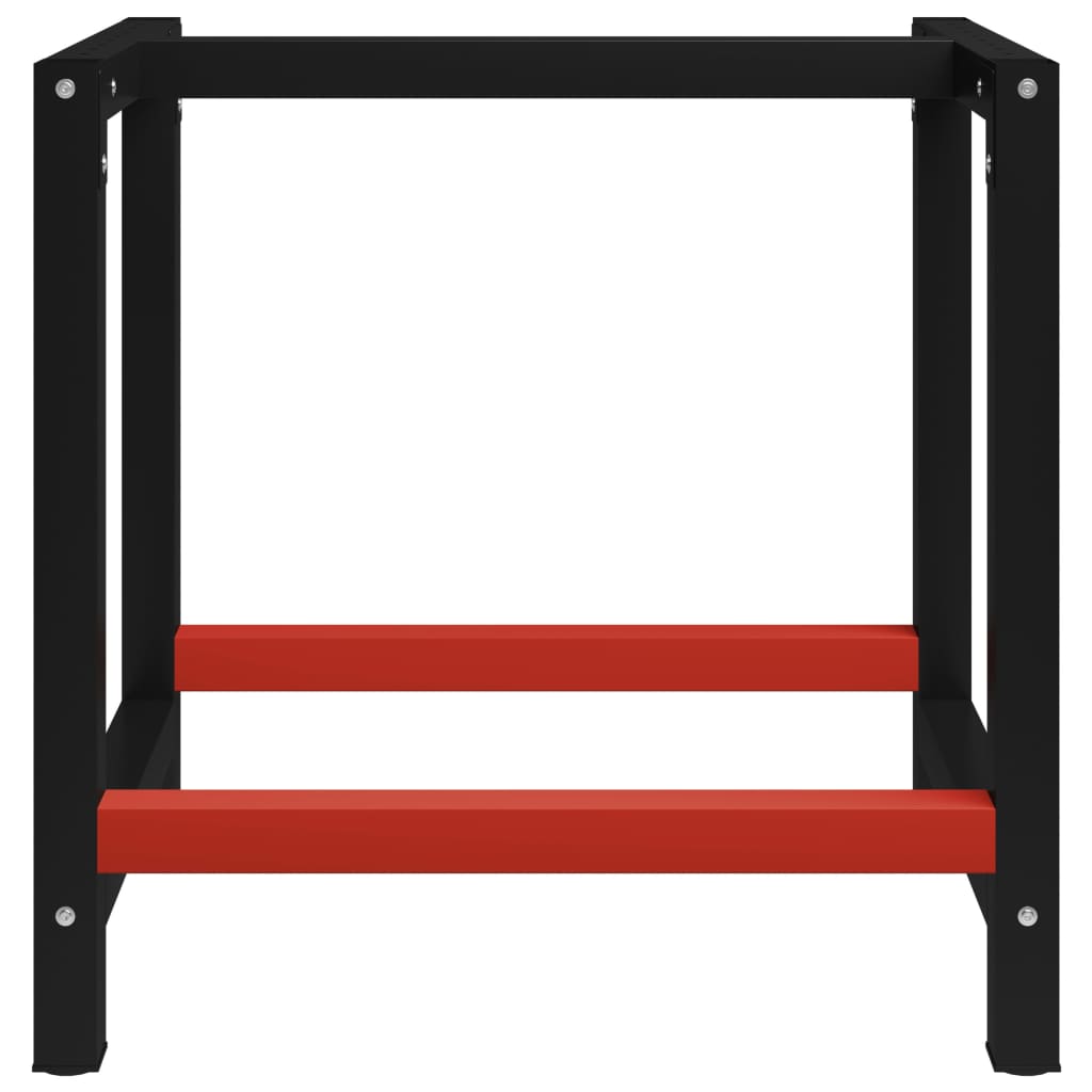 vidaXL Ram till arbetsbänk metall 80x57x79 cm svart och röd