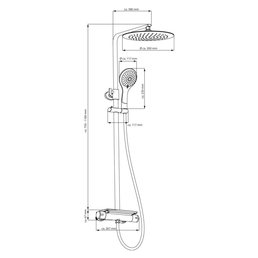 EISL Takduschset med termostatblandare GRANDE VITA kromvit