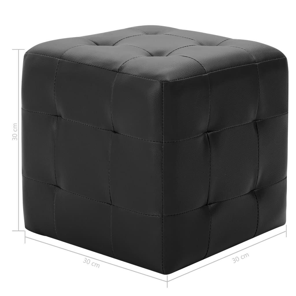 vidaXL Sittpuff 2 st svart 30x30x30 cm konstläder