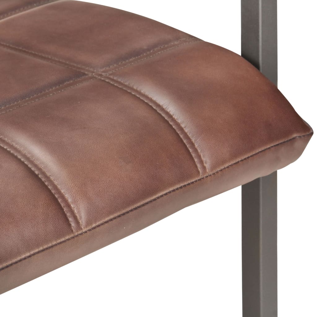 vidaXL Fribärande matstolar 2 st brun nött äkta läder