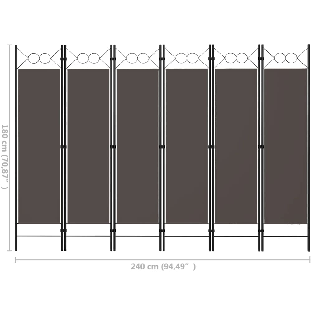 vidaXL Rumsavdelare 6 paneler antracit 240x180 cm