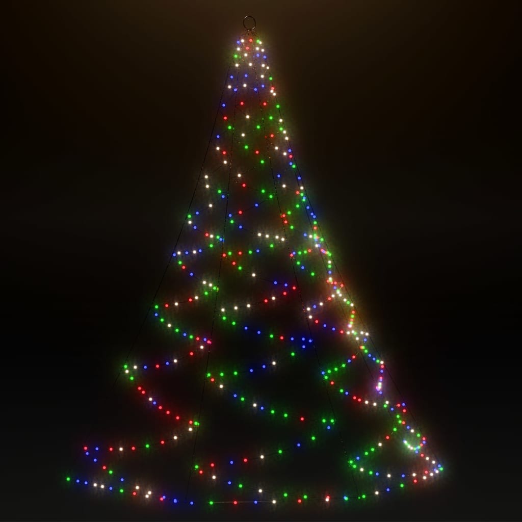 vidaXL Hängande julgran med metallkrok 260 LED flerfärgad 3 m inne/ute