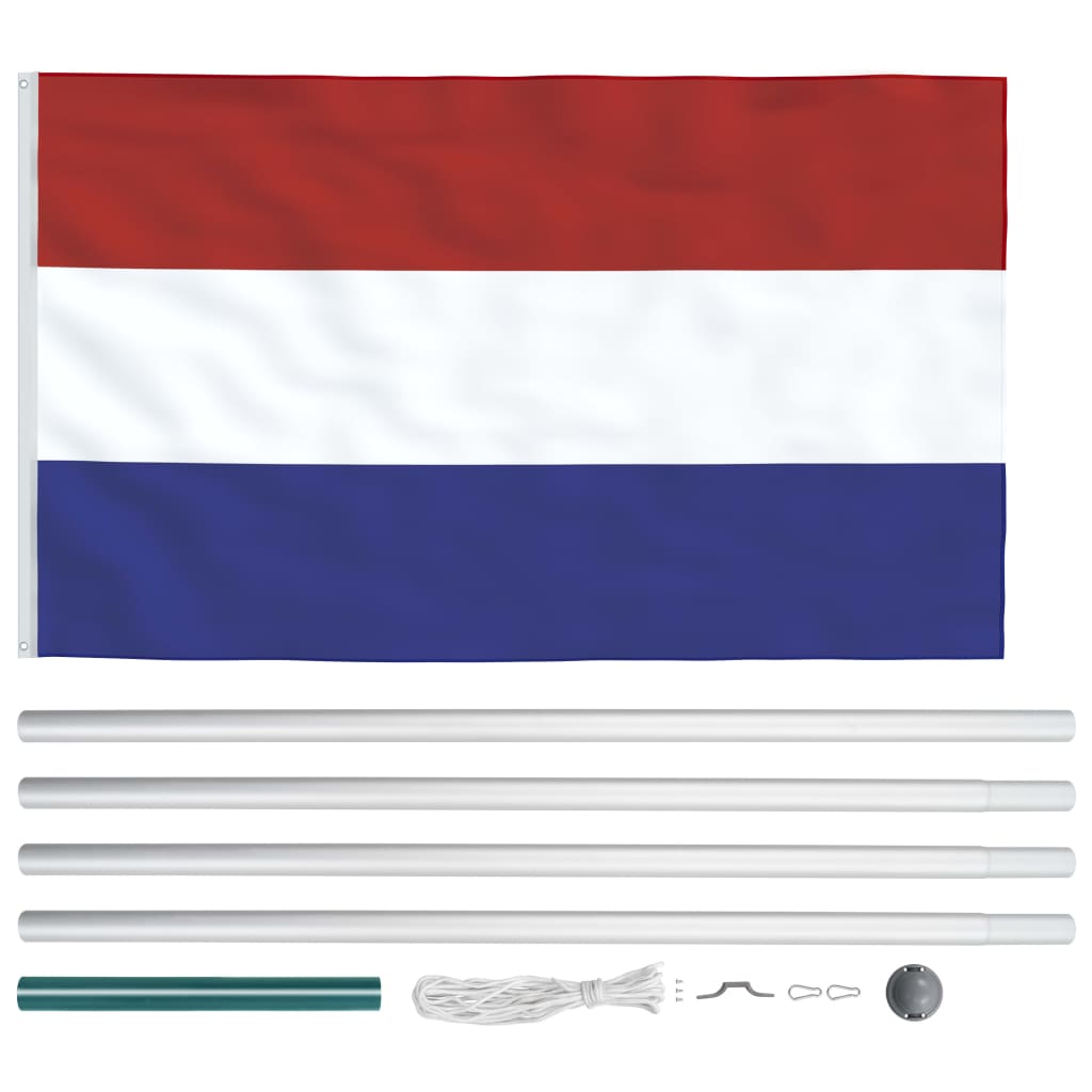vidaXL Flaggstång och Nederländernas flagga 6,2 m