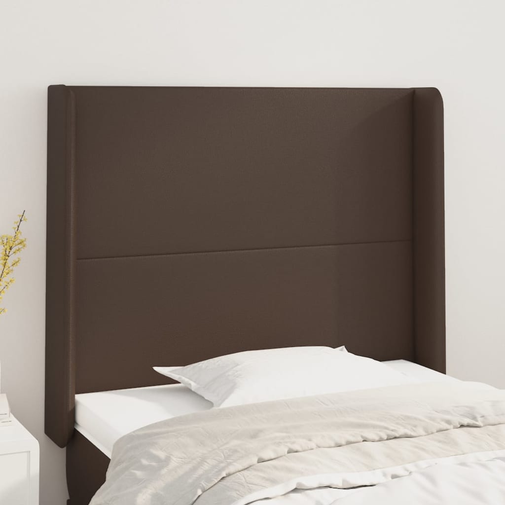 vidaXL Sänggavel med kanter brun 103x16x118/128 cm konstläder