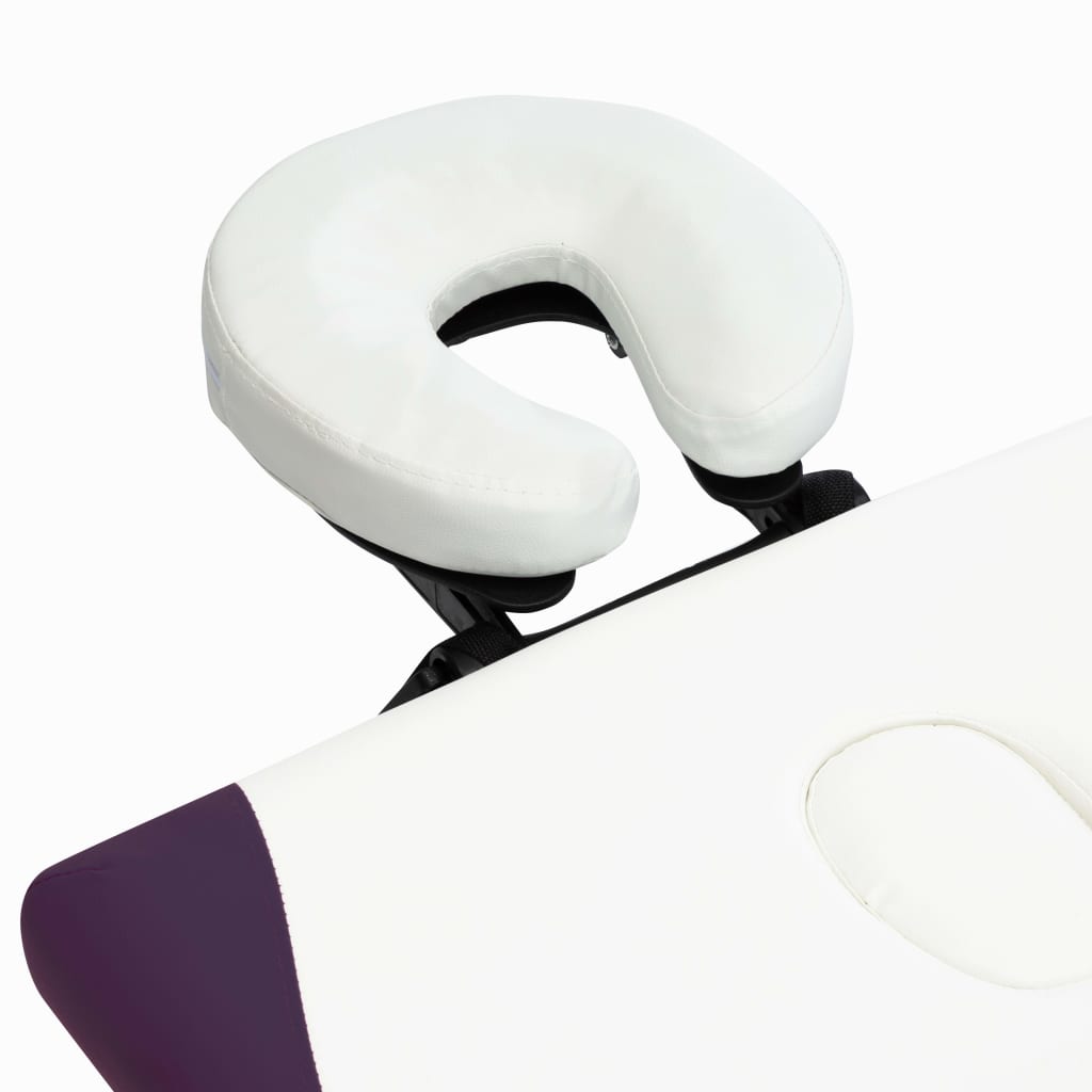 vidaXL Hopfällbar massagebänk 2 sektioner aluminium vit och lila