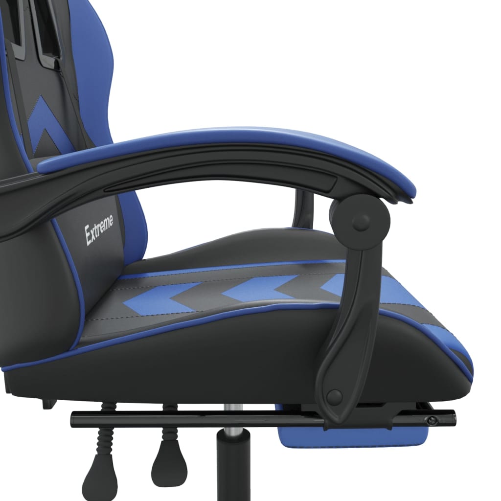 vidaXL Gamingstol och fotstöd svart och blå konstläder