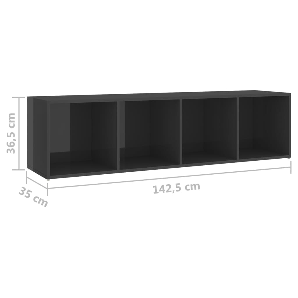 vidaXL TV-skåp 2 st grå högglans 142,5x35x36,5 cm konstruerat trä