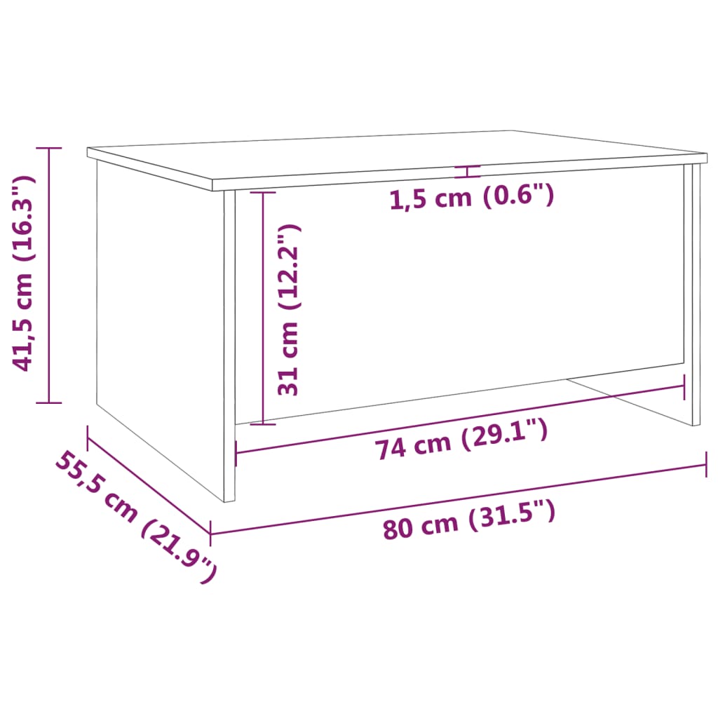vidaXL Soffbord betonggrå 80x55,5x41,5 cm konstruerat trä