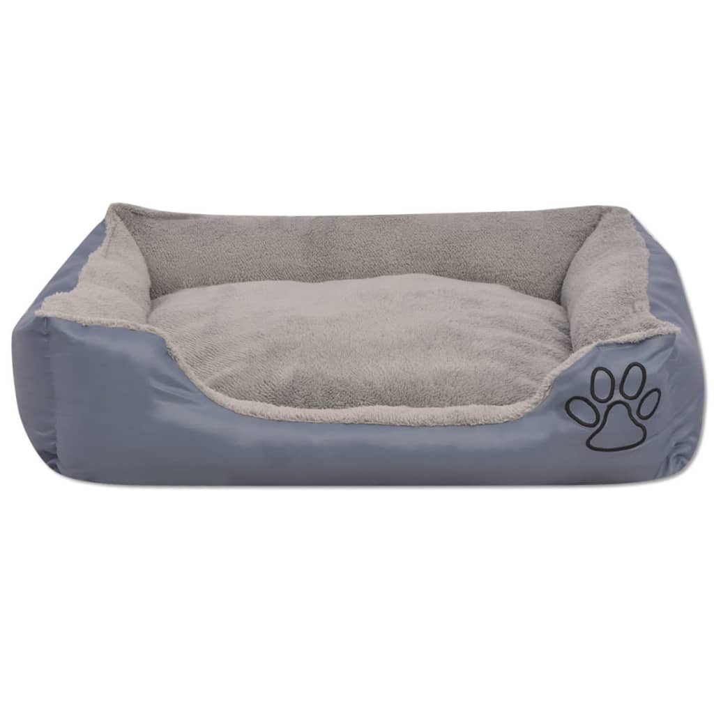 vidaXL Hundbädd med vadderad kudde storlek M grå