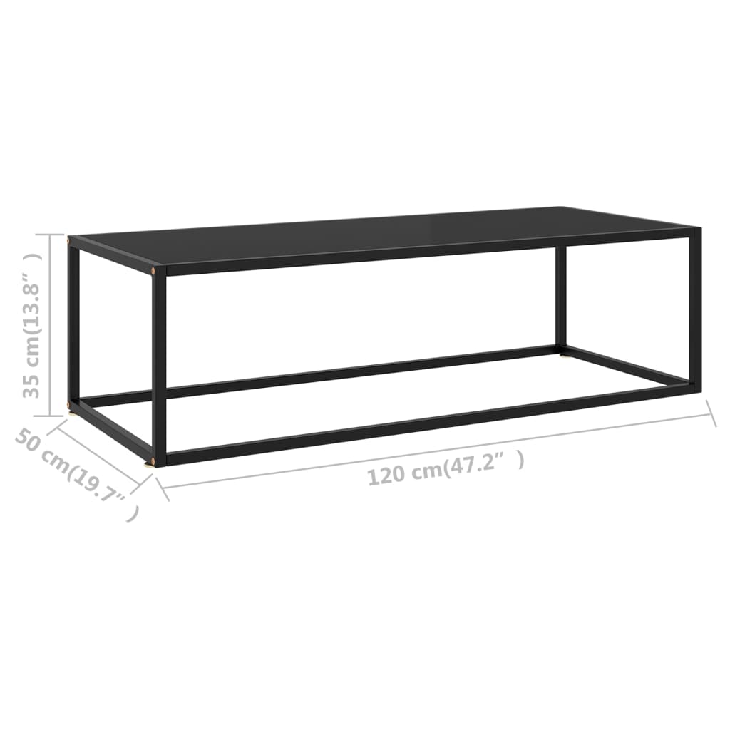 vidaXL Soffbord svart med svart glas 120x50x35 cm