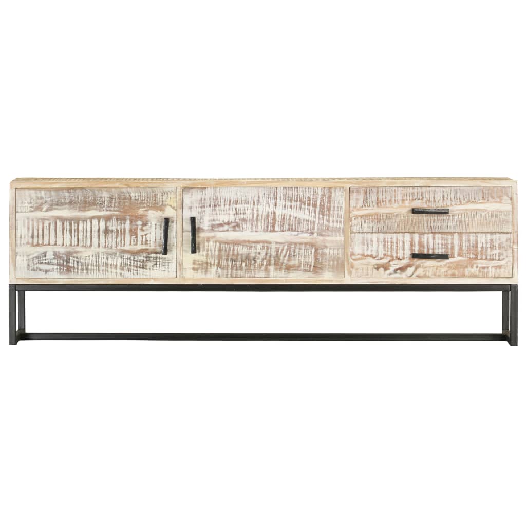 vidaXL TV-bänk vit 140x30x45 cm massivt akaciaträ