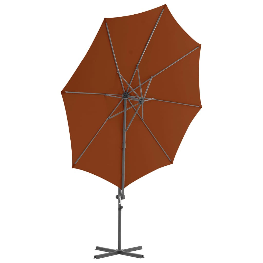 vidaXL Frihängande parasoll med stålstång terrakotta 300 cm