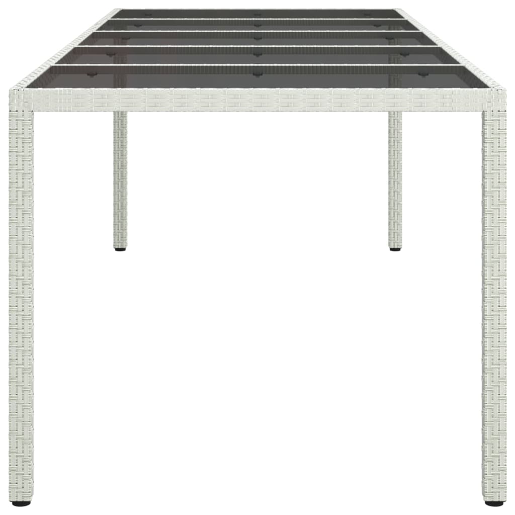 vidaXL Trädgårdsbord vit 250x100x75 cm konstrotting och härdat glas