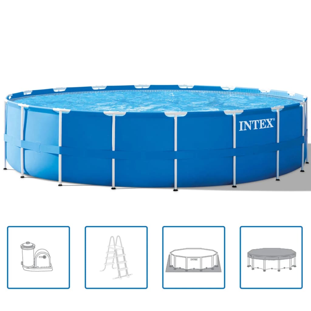 Intex Rund pool med tillbehör stålram 549 x 122 cm 28252GN