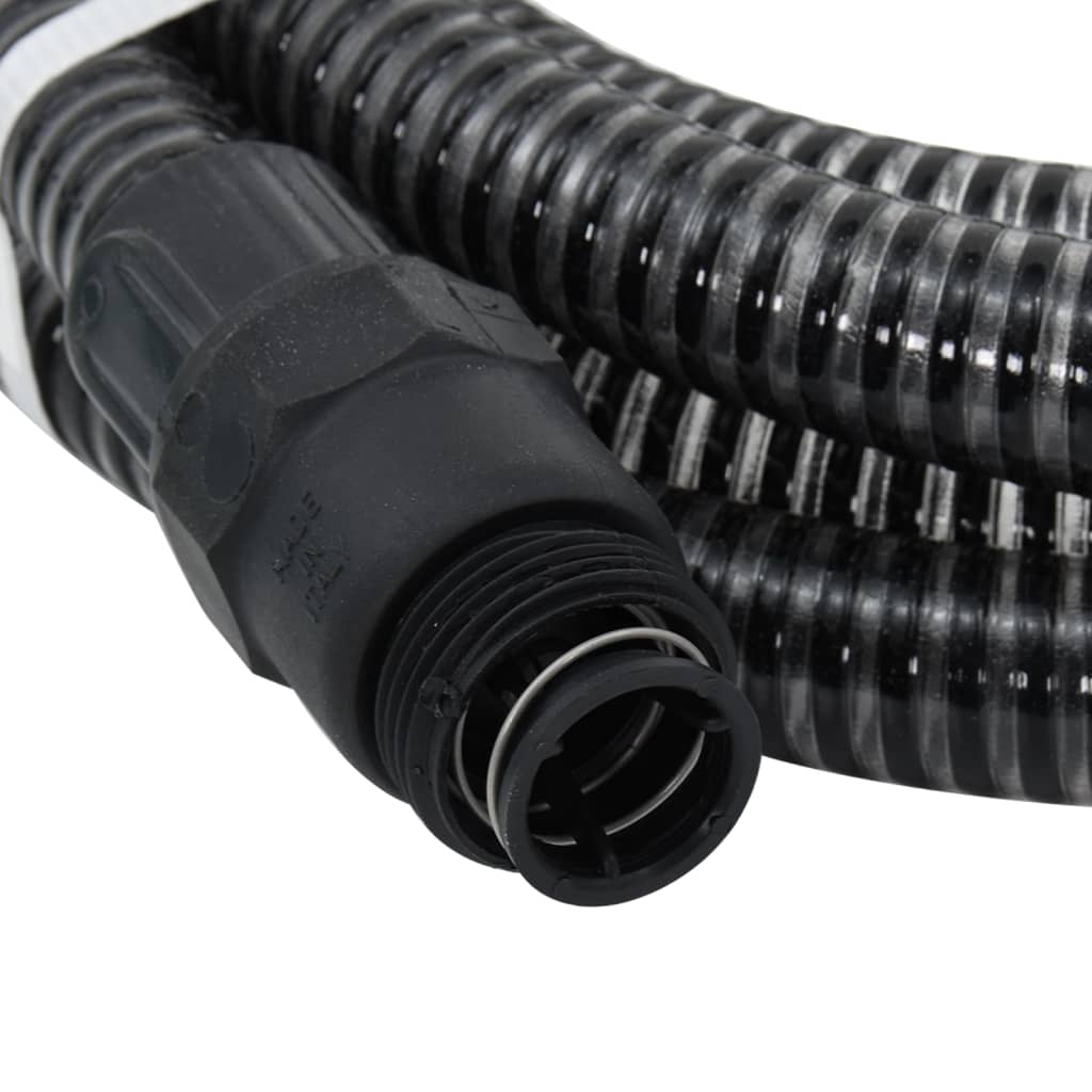 vidaXL Sugslang med PVC-kopplingar 7 m 22 mm svart