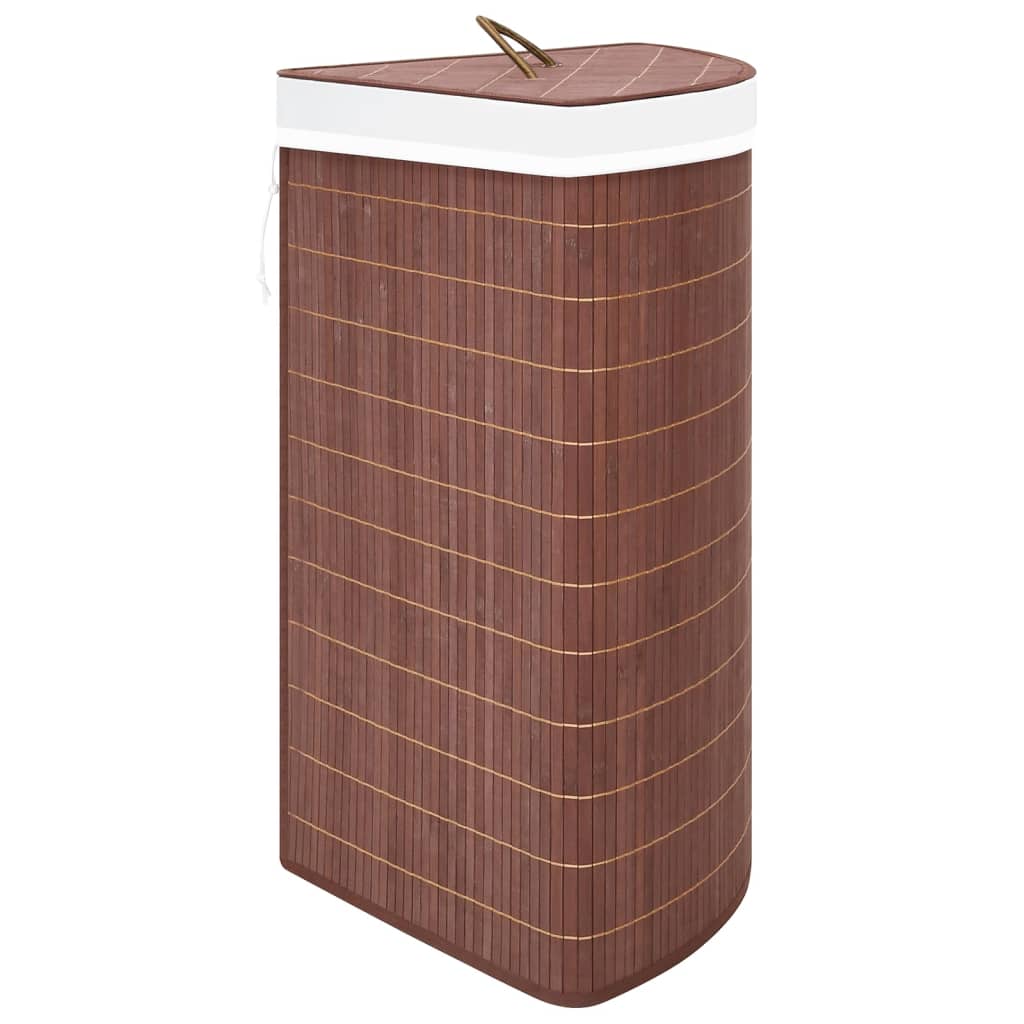 vidaXL Tvättkorg för hörn bambu brun 60 L