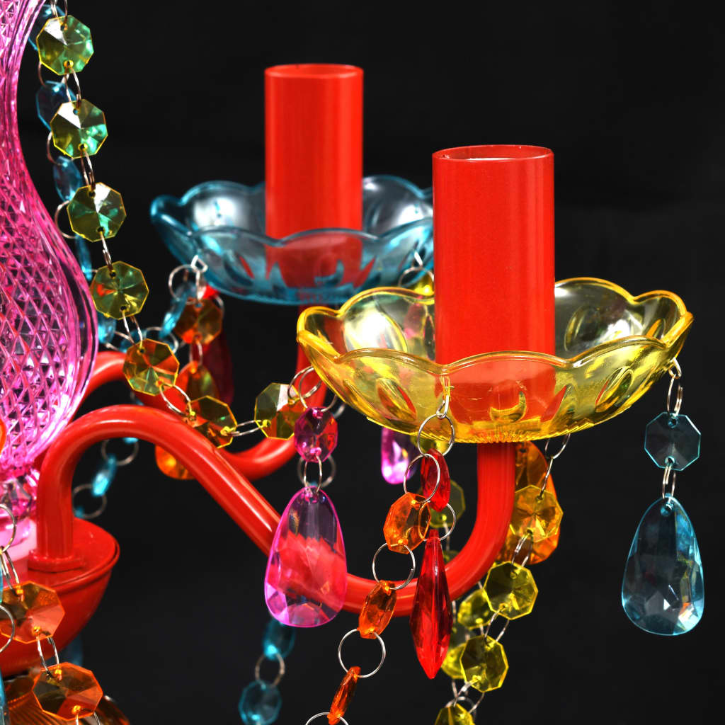vidaXL Takkrona med kristaller 5 glödlampor flerfärgad