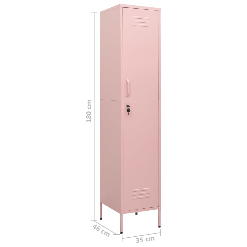 vidaXL Förvaringsskåp rosa 35x46x180 cm stål