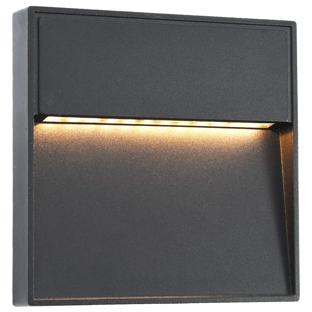 vidaXL Utomhusvägglampa LED 2 st 3 W svart fyrkantig