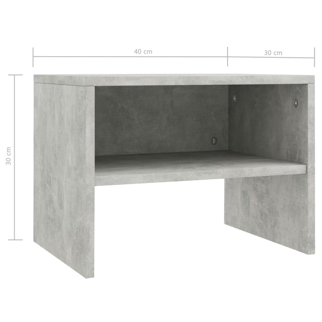 vidaXL Sängbord 2 st betonggrå 40x30x30 cm konstruerat trä