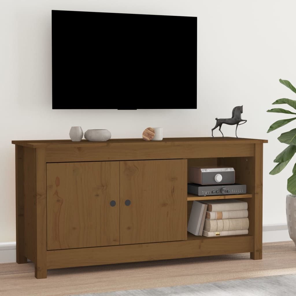 vidaXL Tv-bänk honungsbrun 103x36,5x52 cm massiv furu