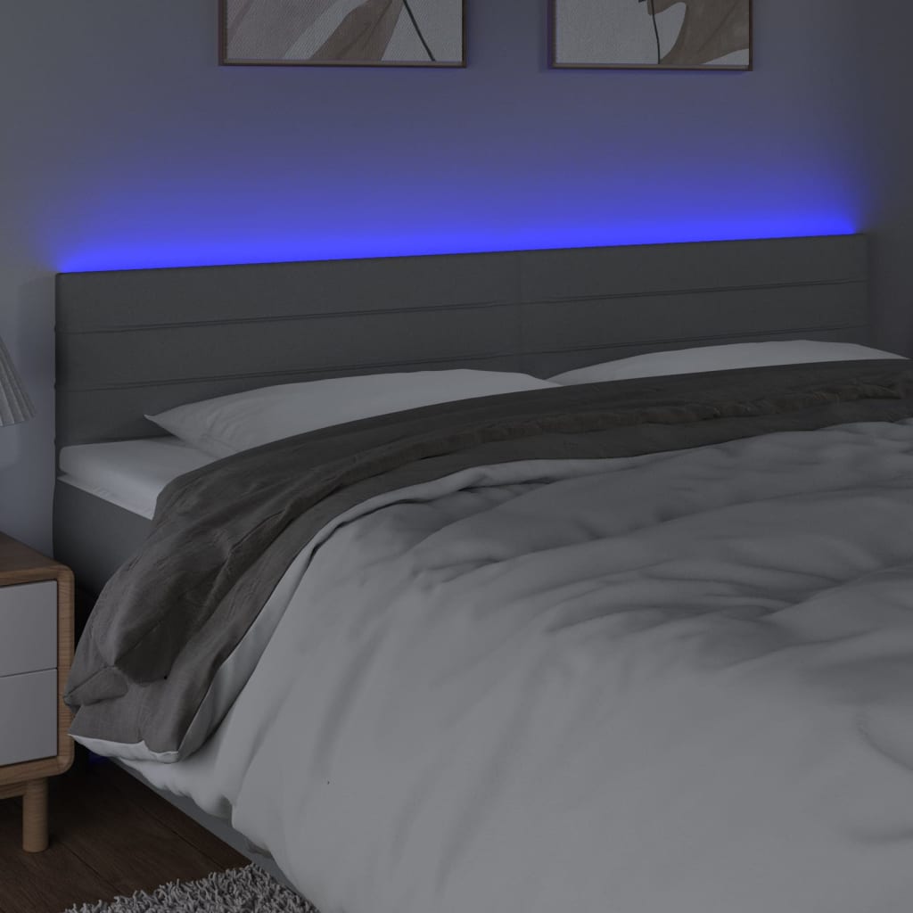 vidaXL Sänggavel LED ljusgrå 180x5x78/88 cm tyg