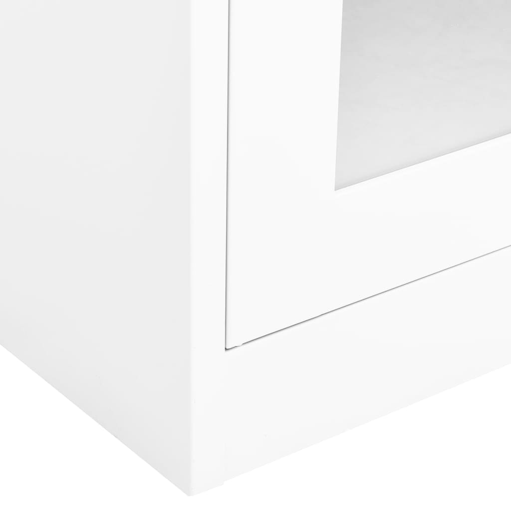 vidaXL Dokumentskåp vit 90x40x180 cm stål och härdat glas