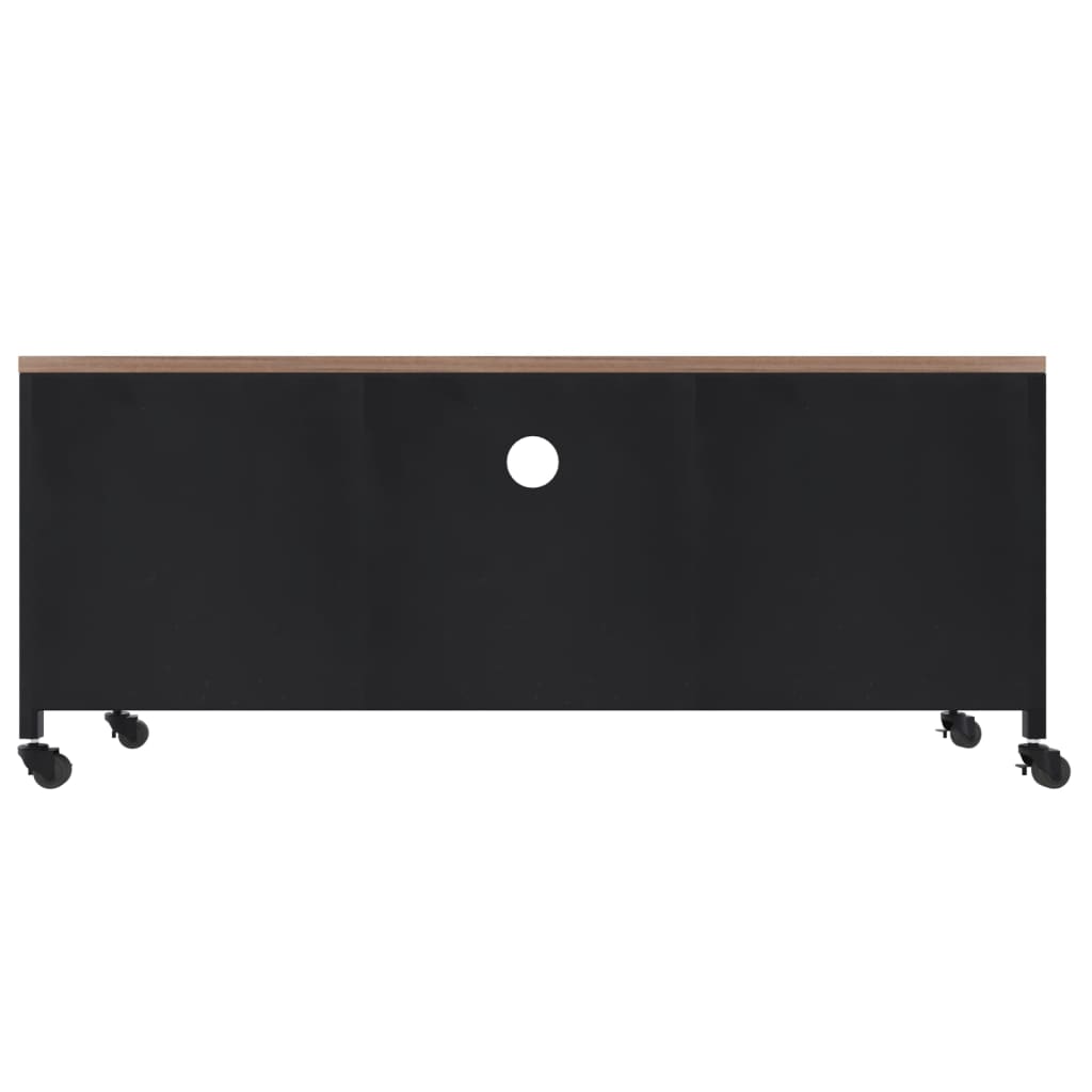 vidaXL Tv-bänk svart 110x30x43 cm järn och massivt granträ