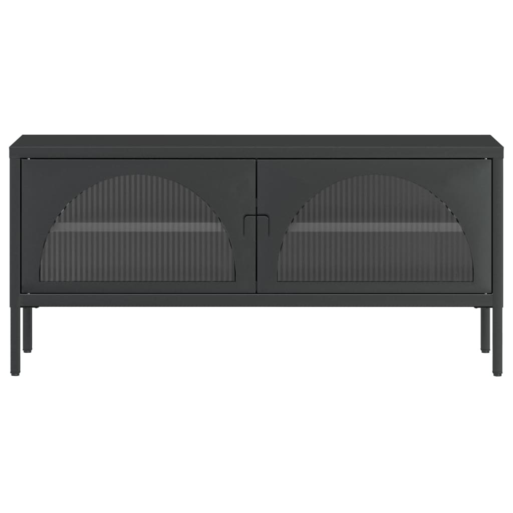 vidaXL Tv-bänk svart 105x35x50 cm glas och stål