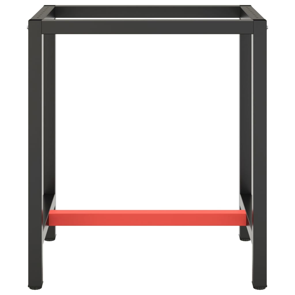 vidaXL Ram för arbetsbänk matt svart och matt röd 70x50x79 cm metall