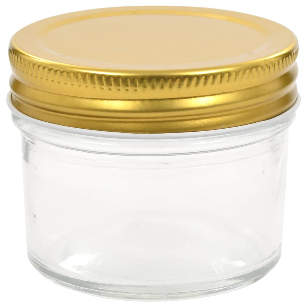vidaXL Syltburkar i glas med guldfärgade lock 48 st 110 ml