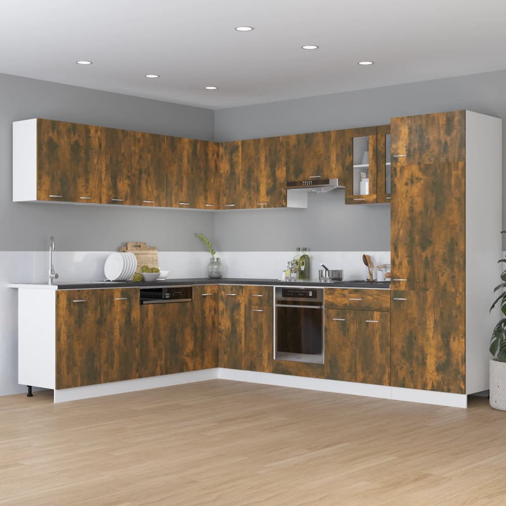 vidaXL Skåp för kylskåp rökfärgad ek 60x57x207 cm konstruerat trä