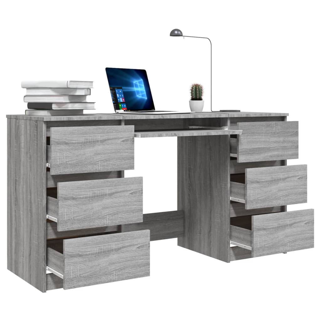 vidaXL Skrivbord grå sonoma 140x50x77 cm konstruerat trä