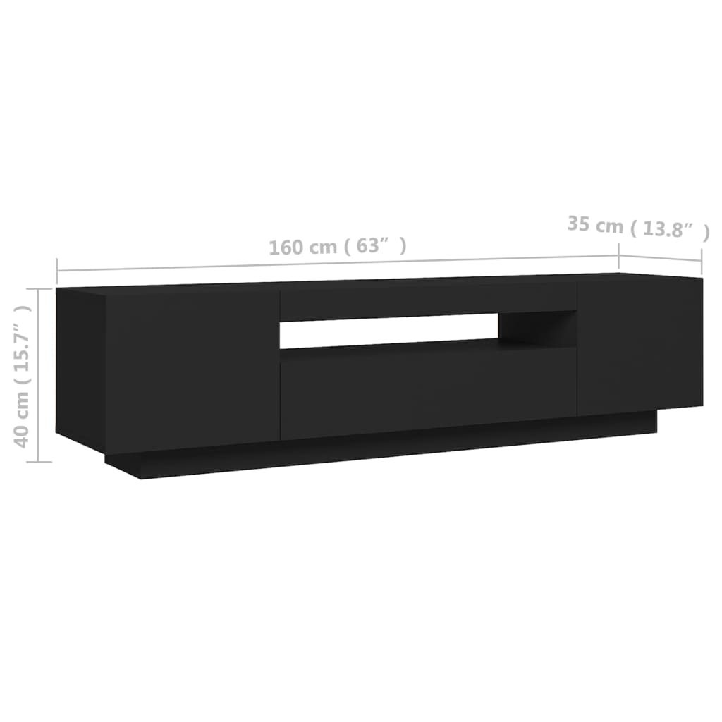 vidaXL TV-bänk med LED-belysning svart 160x35x40 cm