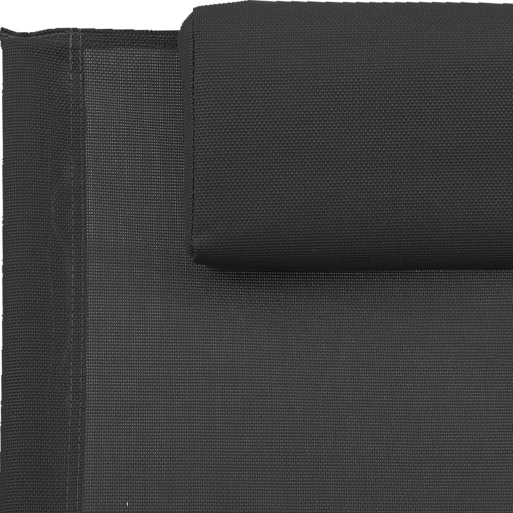 vidaXL Solsäng med kudde svart stål och textilene svart