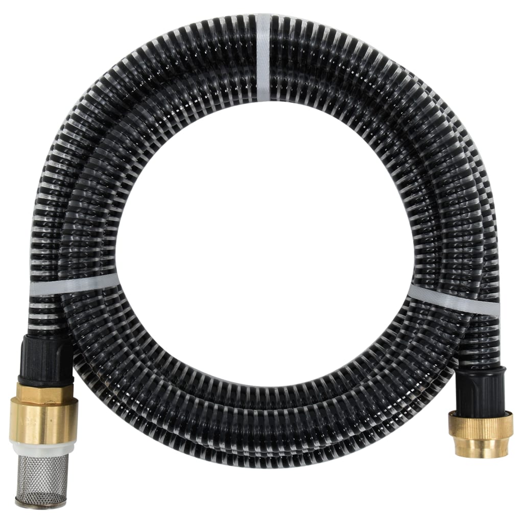 vidaXL Sugslang med kopplingar mässing svart 1,1" 4 m PVC