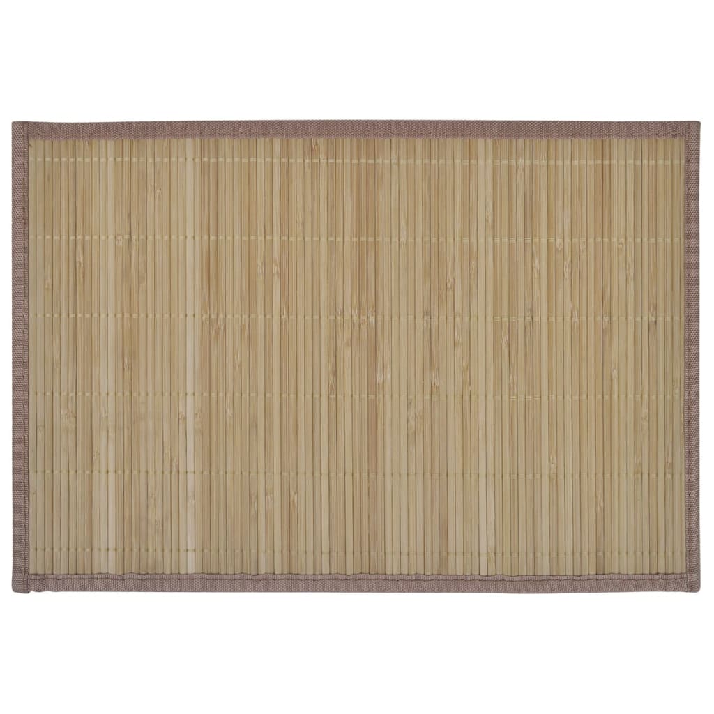 6 Bordstabletter i bambu 30 x 45 cm brun