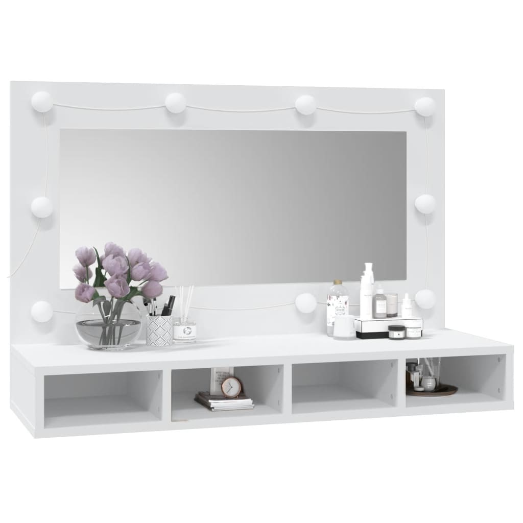 vidaXL Spegelskåp med LED vit 90x31,5x62 cm