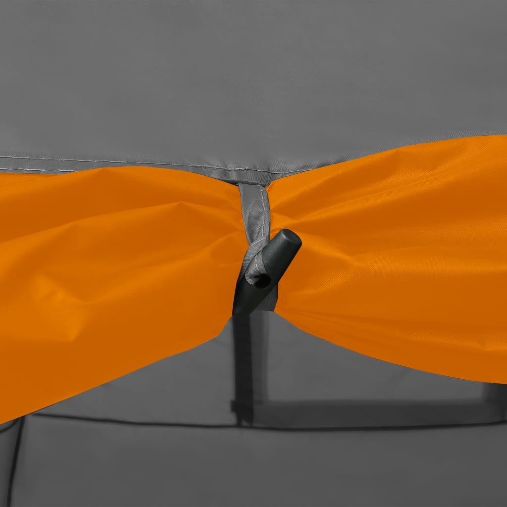 vidaXL Kupoltält 650x240x190 cm 8 personer grå och orange