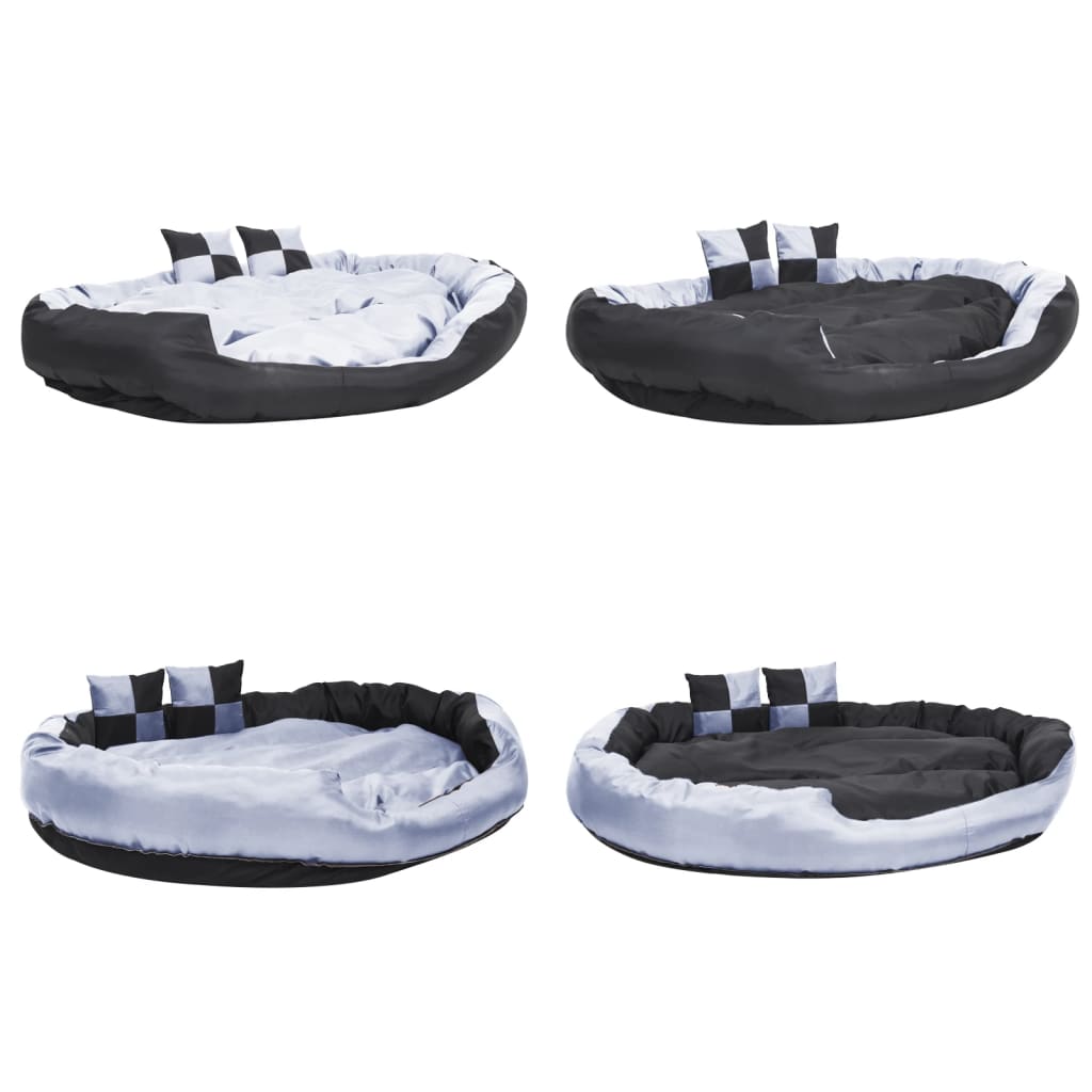 vidaXL Vändbar och tvättbar hundsäng grå och svart 150 x 120 x 25 cm