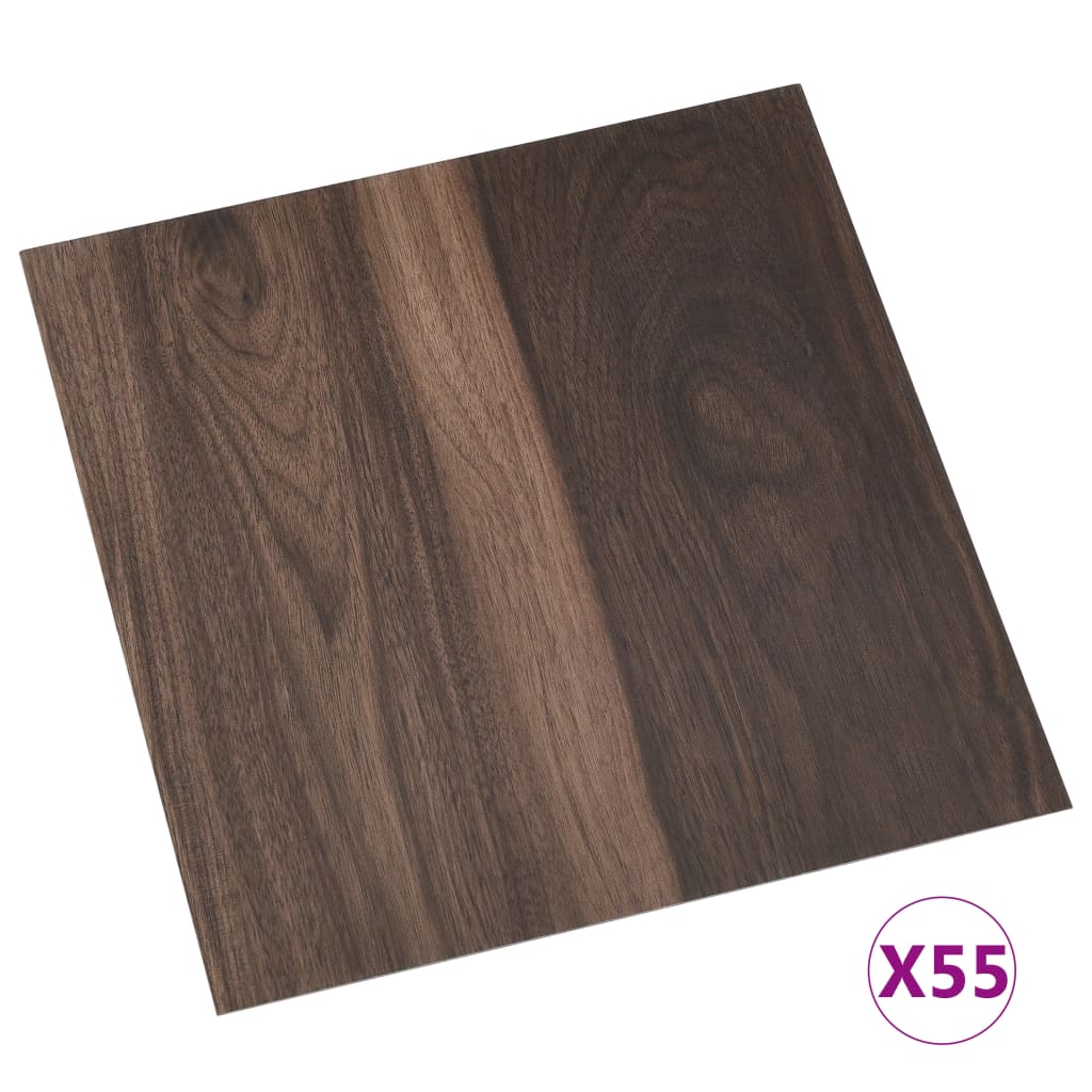 vidaXL Självhäftande golvplankor 55 st PVC 5,11 m² mörkbrun