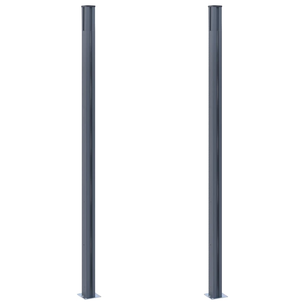 vidaXL Staketstolpar 2 st mörkgrå 185 cm aluminium