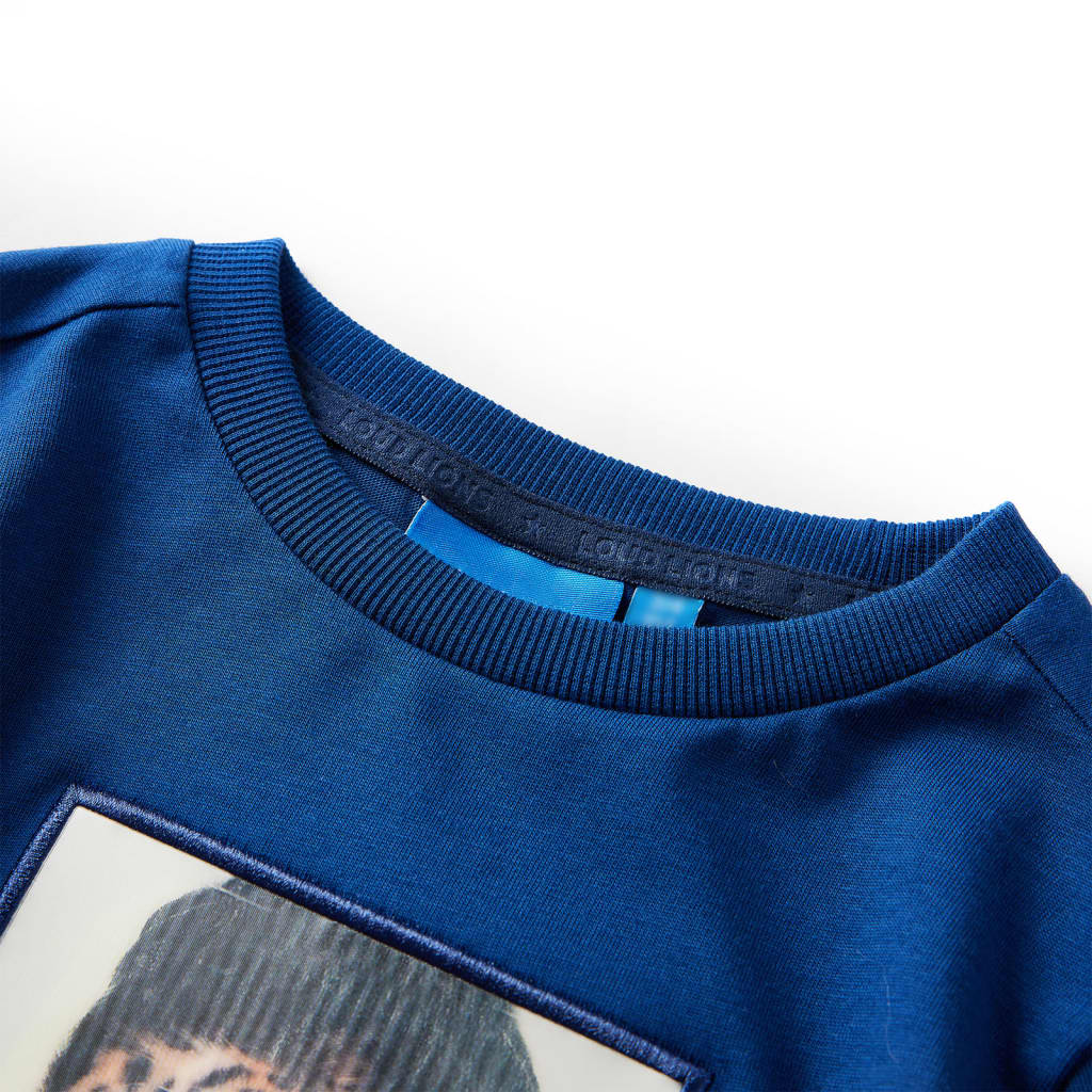 T-shirt med långa ärmar för barn mörkblå 92