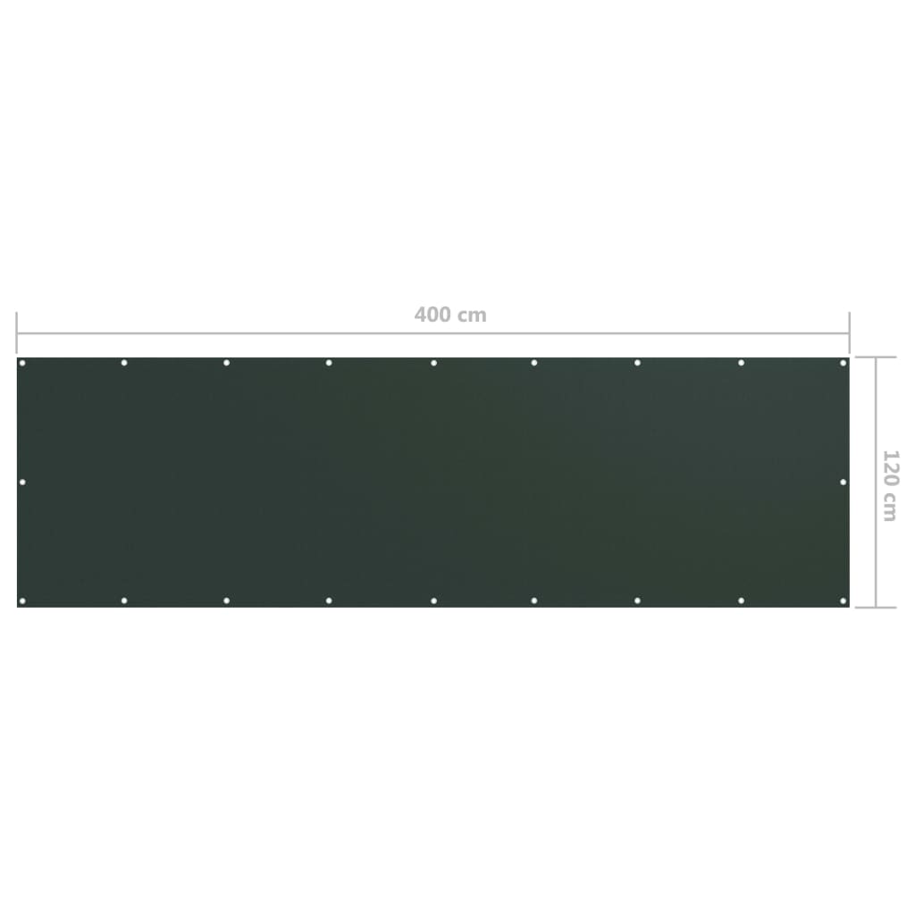 vidaXL Balkongskärm mörkgrön 120x400 cm oxfordtyg