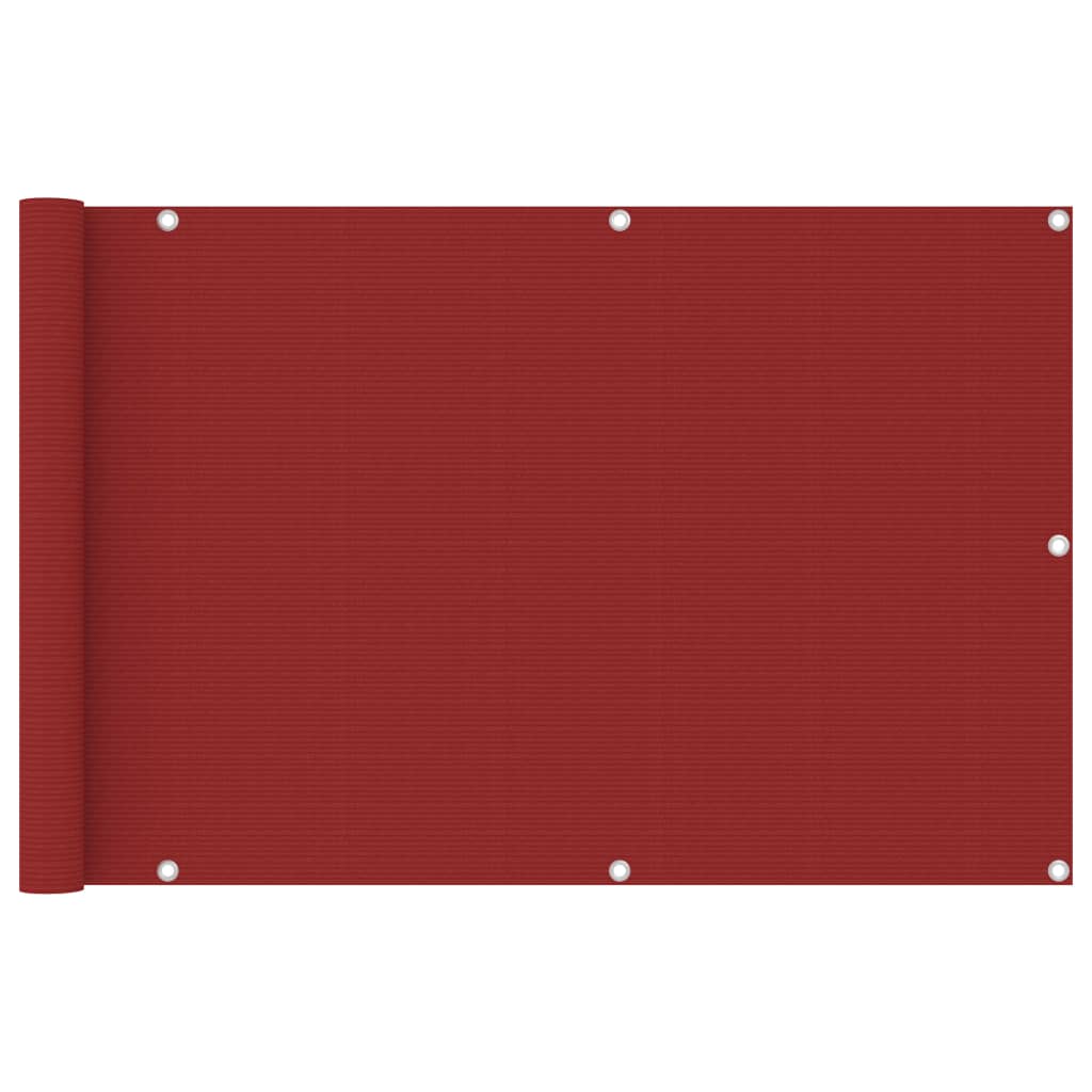 vidaXL Balkongskärm röd 90x400 cm HDPE
