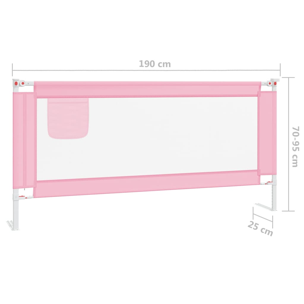 vidaXL Sängskena för barn rosa 190x25 cm tyg