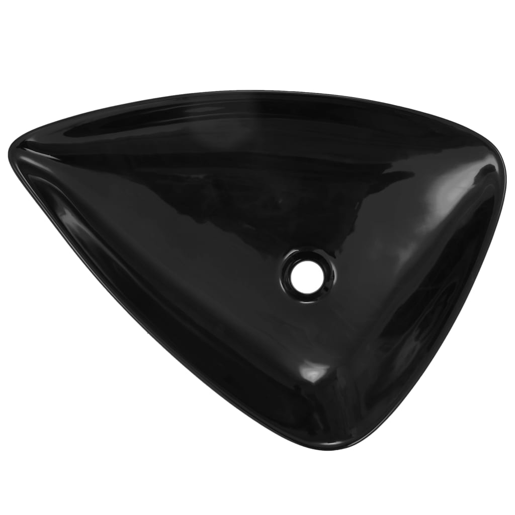 vidaXL Handfat i keramik trekantigt 645x455x115 mm svart